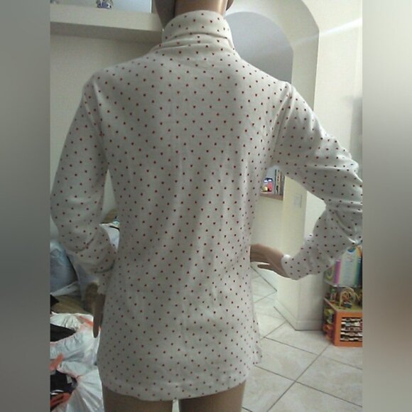 VINTAGE 70S NWOT Obermeyer White Long Sleeve Dress W/ Red ♥️♥️ COWL NECK SZ. LG - Picture 4 of 7